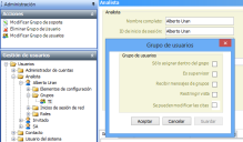 Ventana Grupos de usuarios con la casilla de verificación Puede modificar citas
